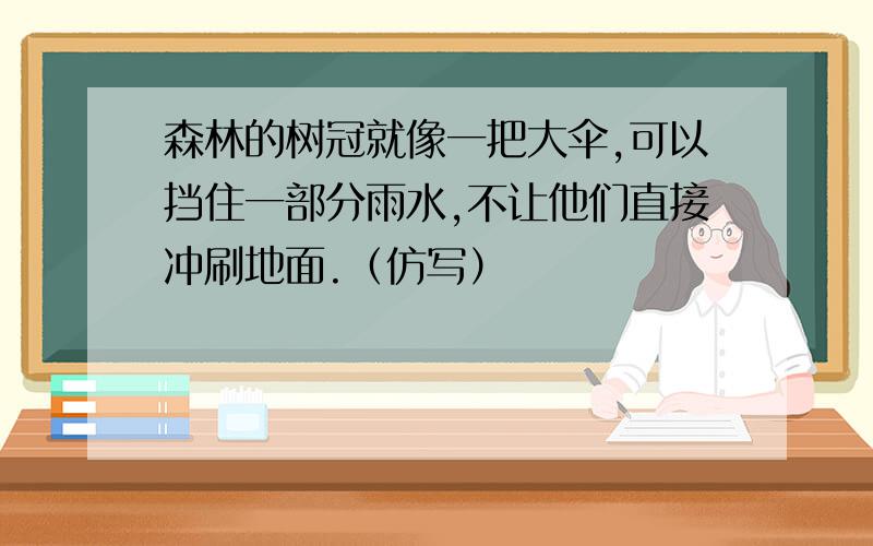 森林的树冠就像一把大伞,可以挡住一部分雨水,不让他们直接冲刷地面.（仿写）