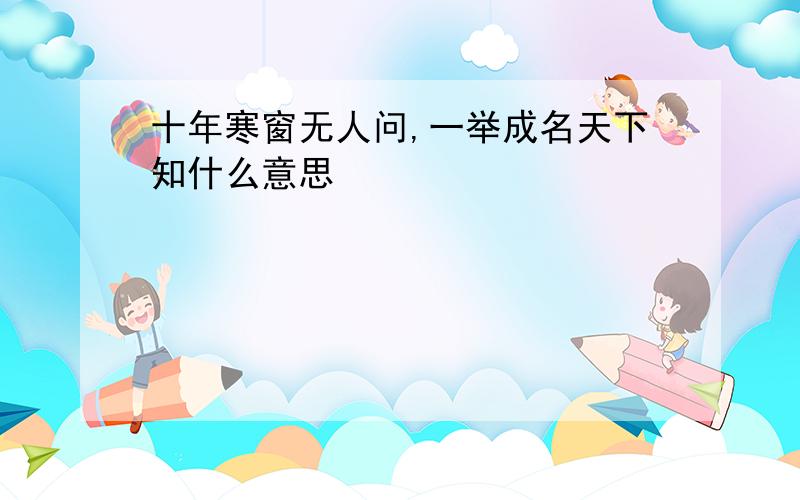 十年寒窗无人问,一举成名天下知什么意思