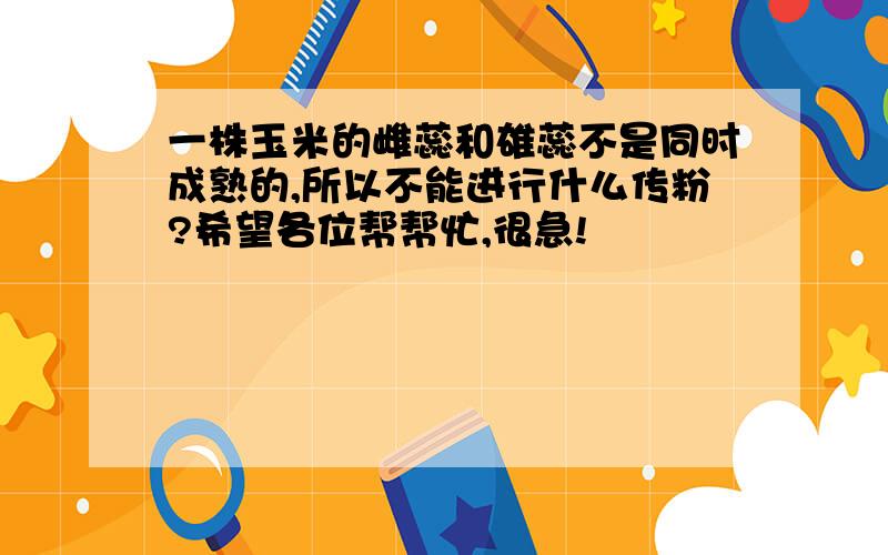 一株玉米的雌蕊和雄蕊不是同时成熟的,所以不能进行什么传粉?希望各位帮帮忙,很急!