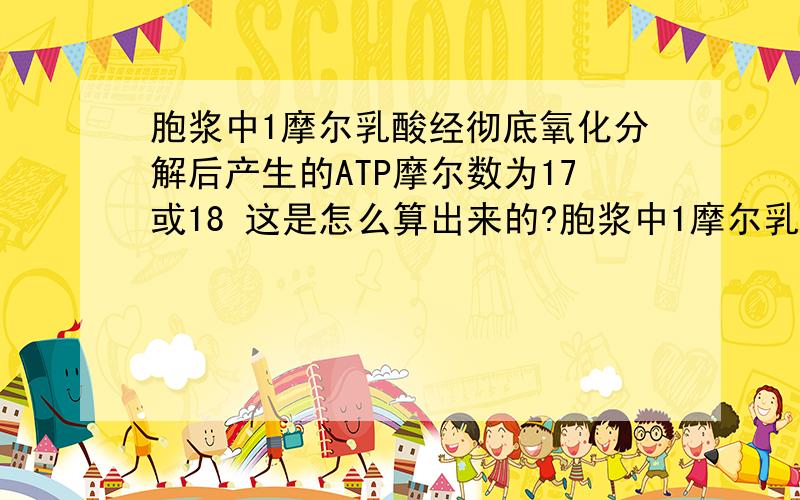 胞浆中1摩尔乳酸经彻底氧化分解后产生的ATP摩尔数为17或18 这是怎么算出来的?胞浆中1摩尔乳酸经彻底氧化分解后产生的ATP摩尔数为17或18这是怎么算出来的?
