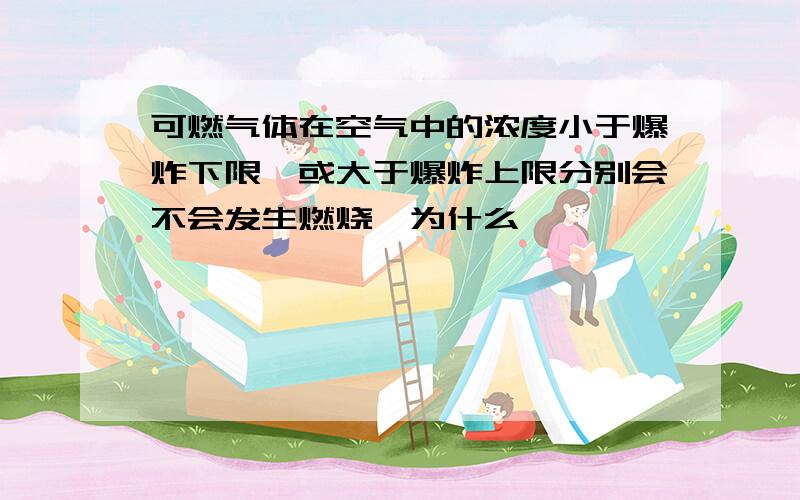 可燃气体在空气中的浓度小于爆炸下限,或大于爆炸上限分别会不会发生燃烧,为什么