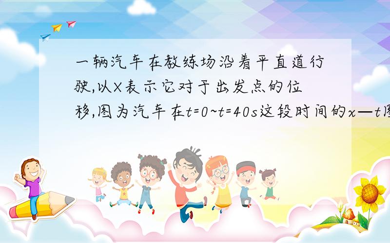 一辆汽车在教练场沿着平直道行驶,以X表示它对于出发点的位移,图为汽车在t=0~t=40s这段时间的x—t图像.（1）汽车的最远距离X（2）汽车在哪段时间未行驶（3）汽车在哪段时间驶离出发点,在