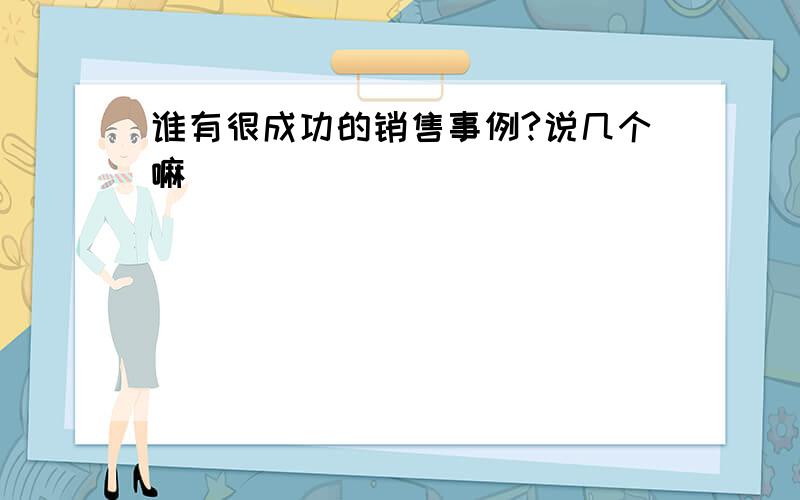 谁有很成功的销售事例?说几个嘛