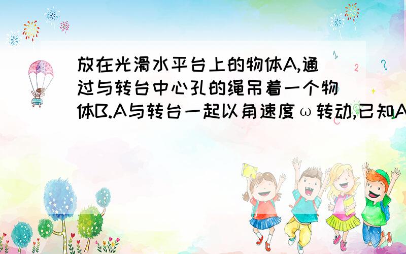 放在光滑水平台上的物体A,通过与转台中心孔的绳吊着一个物体B.A与转台一起以角速度ω转动,已知A.B的质量分别是m1和m2,求A物体转动的半径?