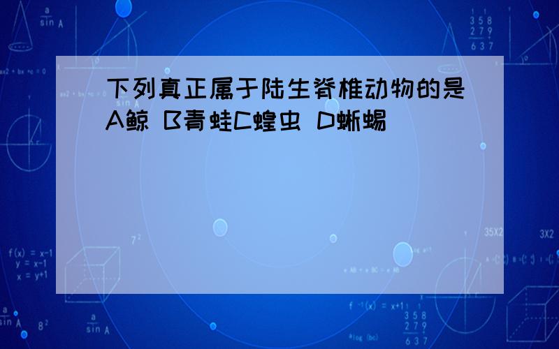 下列真正属于陆生脊椎动物的是A鲸 B青蛙C蝗虫 D蜥蜴