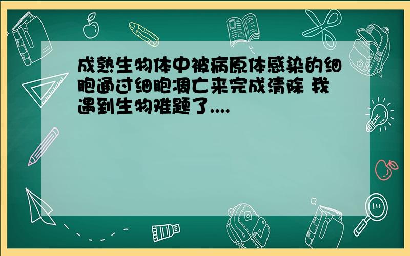 成熟生物体中被病原体感染的细胞通过细胞凋亡来完成清除 我遇到生物难题了....