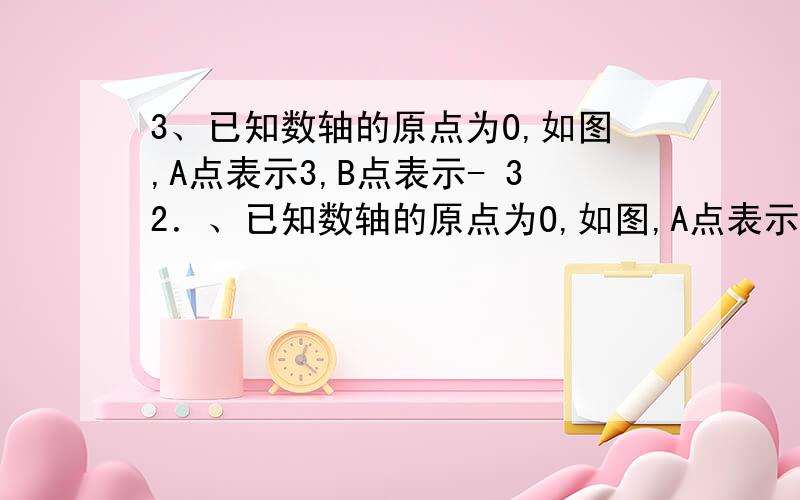 3、已知数轴的原点为O,如图,A点表示3,B点表示- 32．、已知数轴的原点为O,如图,A点表示3,B点表示- 32．（1）数轴是什么图形?（2）数轴在原点O右边的部分（包括原点）是什么图形怎么表示?（3