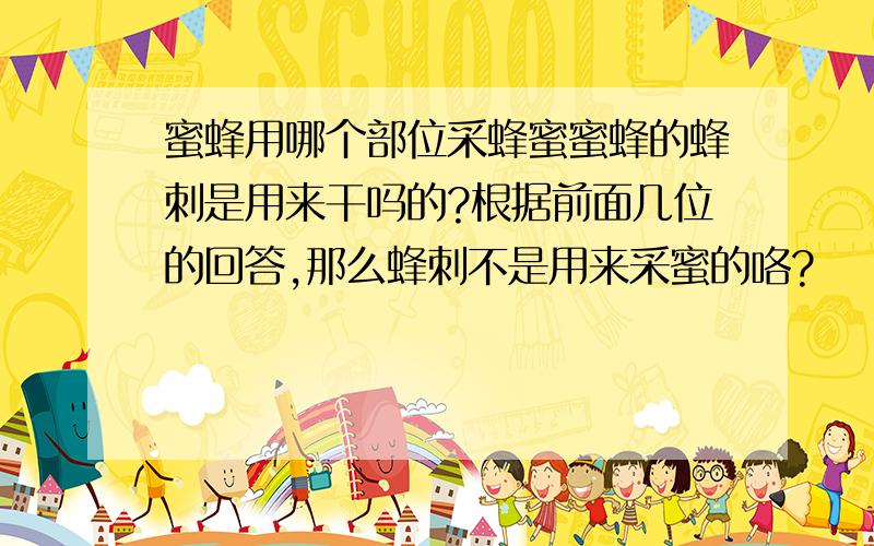 蜜蜂用哪个部位采蜂蜜蜜蜂的蜂刺是用来干吗的?根据前面几位的回答,那么蜂刺不是用来采蜜的咯?