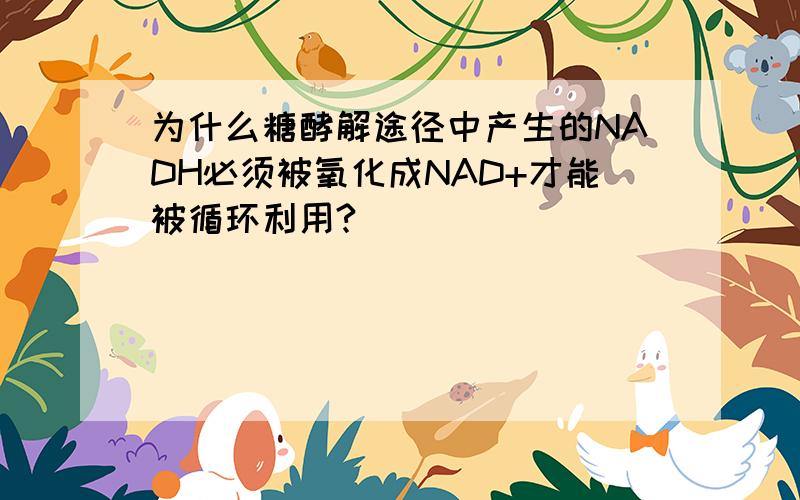 为什么糖酵解途径中产生的NADH必须被氧化成NAD+才能被循环利用?