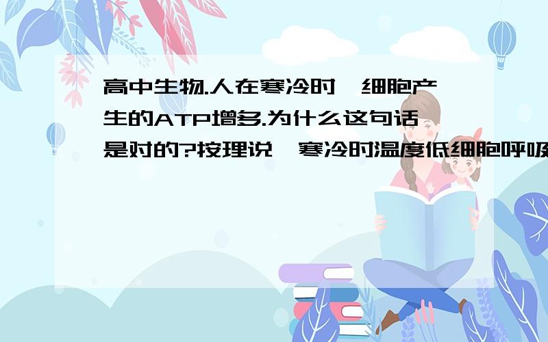 高中生物.人在寒冷时,细胞产生的ATP增多.为什么这句话是对的?按理说,寒冷时温度低细胞呼吸强度下降,ATP产生的量就应该减少.求权威解释.