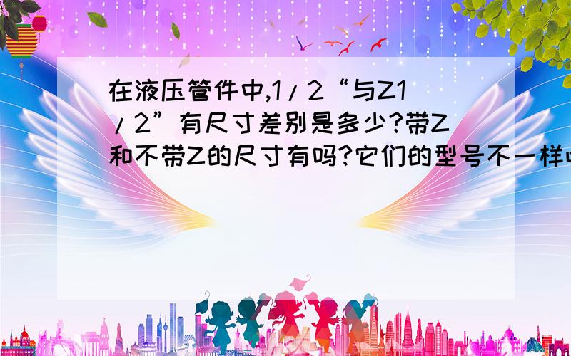 在液压管件中,1/2“与Z1/2”有尺寸差别是多少?带Z和不带Z的尺寸有吗?它们的型号不一样吧.前者有9/16、3/4、7/8、1-1/16,而后者1/16、1/8、1/4、3/8,它们对应的尺寸是多少,你知道吗