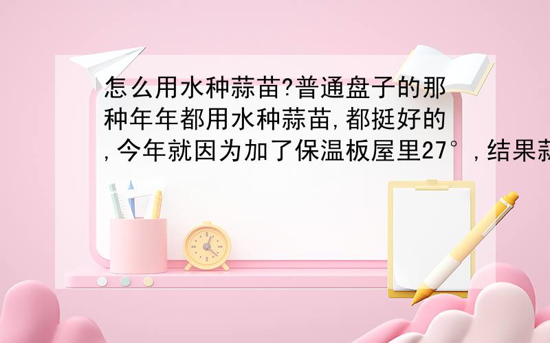 怎么用水种蒜苗?普通盘子的那种年年都用水种蒜苗,都挺好的,今年就因为加了保温板屋里27°,结果蒜苗就出的不好,是因为湿度关系还是温度关系?