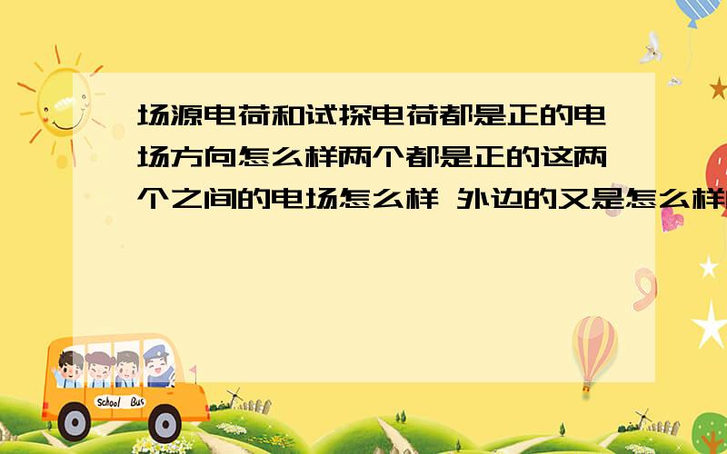 场源电荷和试探电荷都是正的电场方向怎么样两个都是正的这两个之间的电场怎么样 外边的又是怎么样的呢?