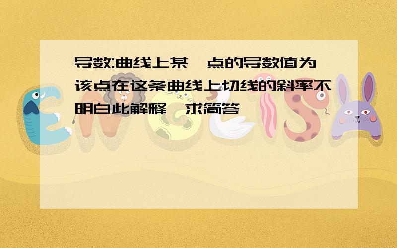 导数:曲线上某一点的导数值为该点在这条曲线上切线的斜率不明白此解释,求简答