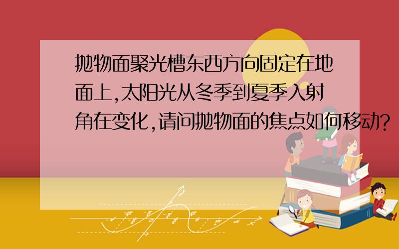 抛物面聚光槽东西方向固定在地面上,太阳光从冬季到夏季入射角在变化,请问抛物面的焦点如何移动?