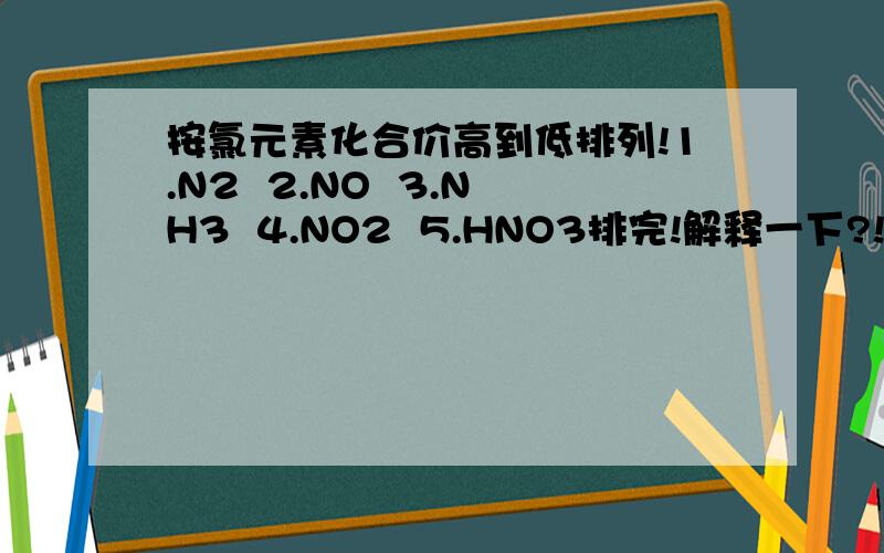 按氯元素化合价高到低排列!1.N2  2.NO  3.NH3  4.NO2  5.HNO3排完!解释一下?!谢拉!