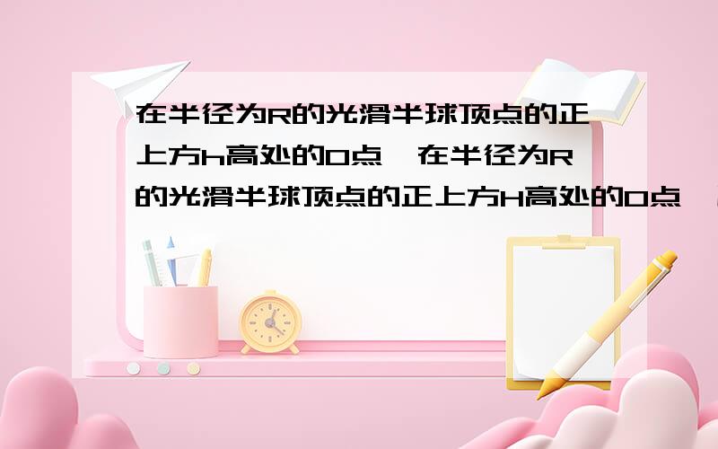 在半径为R的光滑半球顶点的正上方h高处的O点,在半径为R的光滑半球顶点的正上方H高处的O点,用一个长l的细想悬着一个质量为m的小球A靠在半球上.求半球对小球的支持力和细线对小球的拉力