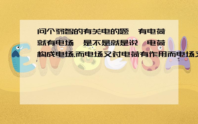 问个弱智的有关电的题,有电荷就有电场,是不是就是说,电荷构成电场.而电场又对电荷有作用而电场又对电荷有作用 为什么 既然是电荷构成的 为什么会对电荷有作用也许我该问,电荷是抽象