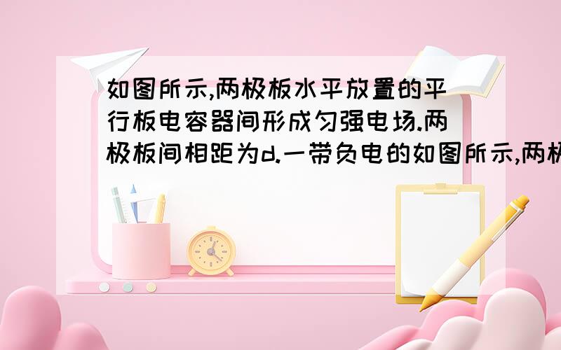 如图所示,两极板水平放置的平行板电容器间形成匀强电场.两极板间相距为d.一带负电的如图所示,两极板水平放置的平行板电容器间形成匀强电场.两极板间相距为d.一带负电的微粒从上板M的