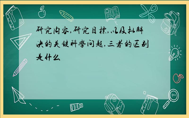 研究内容,研究目标,以及拟解决的关键科学问题,三者的区别是什么