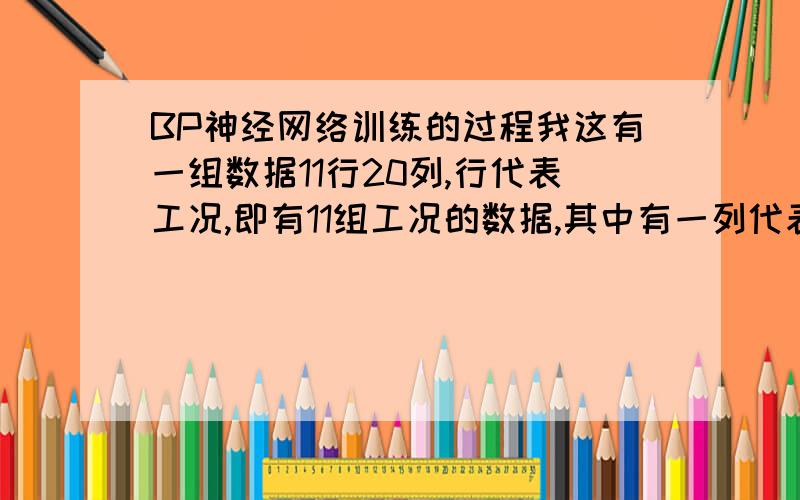 BP神经网络训练的过程我这有一组数据11行20列,行代表工况,即有11组工况的数据,其中有一列代表锅炉效率.我的目的是把这些数据训练一下,并得到锅炉效率的预测模型.怎么操作呢?请具体一点,