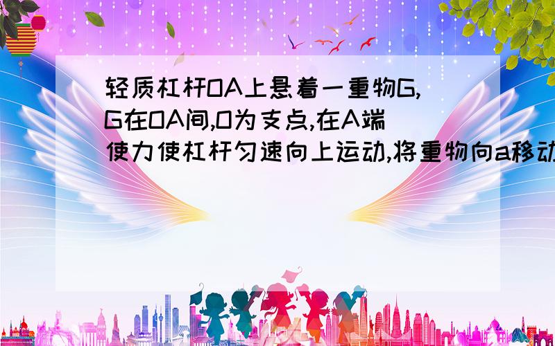 轻质杠杆OA上悬着一重物G,G在OA间,O为支点,在A端使力使杠杆匀速向上运动,将重物向a移动,再向上拉相同距离,2次拉的机械效率哪个大向a移动1定距离，不到a。轻质杠杆重力算吗