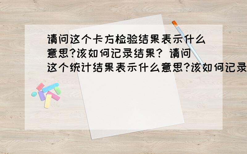 请问这个卡方检验结果表示什么意思?该如何记录结果? 请问这个统计结果表示什么意思?该如何记录结果?