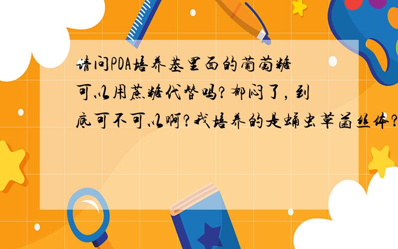 请问PDA培养基里面的葡萄糖可以用蔗糖代替吗?郁闷了，到底可不可以啊？我培养的是蛹虫草菌丝体？