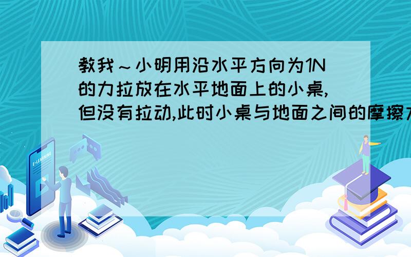 教我～小明用沿水平方向为1N的力拉放在水平地面上的小桌,但没有拉动,此时小桌与地面之间的摩擦力大小为小明用沿水平方向为1N的力拉放在水平地面上的小桌,但没有拉动,此时小桌与地面