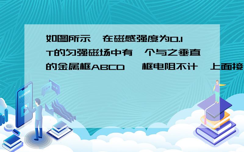 如图所示,在磁感强度为0.1T的匀强磁场中有一个与之垂直的金属框ABCD,框电阻不计,上面接一个长0.1m的可滑动的金属丝ab,已知金属丝质量为0.2g,电阻R=0.2Ω,不计阻力,求金属丝ab匀速下落时的速