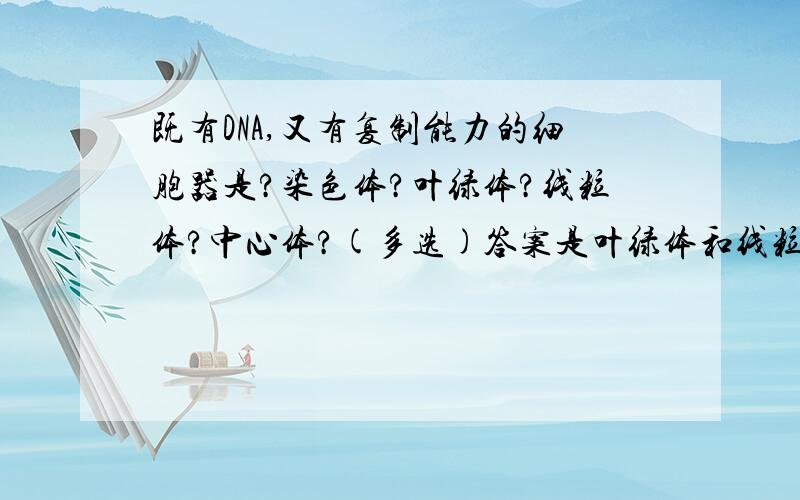 既有DNA,又有复制能力的细胞器是?染色体?叶绿体?线粒体?中心体?(多选)答案是叶绿体和线粒体,的确,可为什么染色体不是?