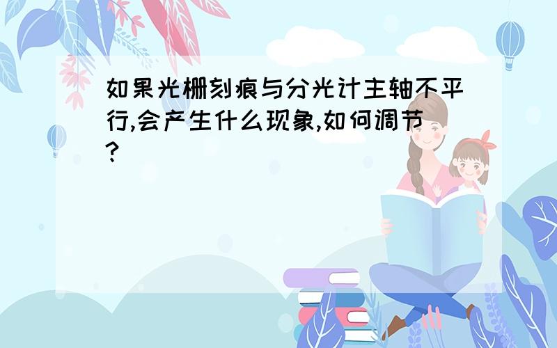 如果光栅刻痕与分光计主轴不平行,会产生什么现象,如何调节?