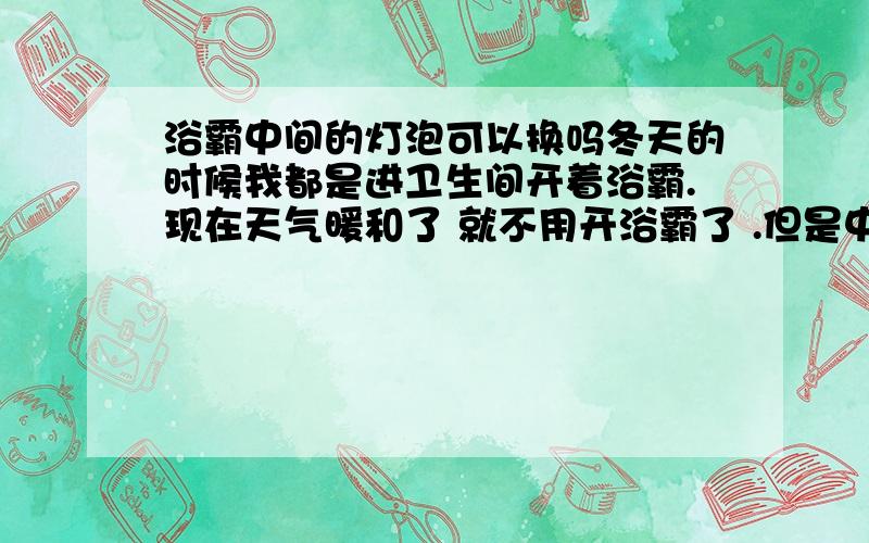 浴霸中间的灯泡可以换吗冬天的时候我都是进卫生间开着浴霸.现在天气暖和了 就不用开浴霸了 .但是中间照明的灯有点暗.我今天给他换成普通的100W灯泡了 .亮了不少 但是换了之后 感觉普通