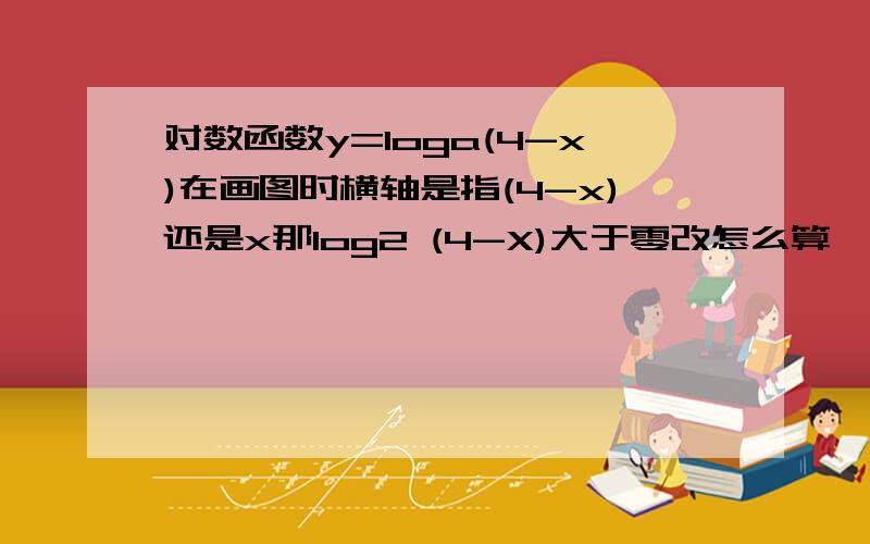 对数函数y=loga(4-x)在画图时横轴是指(4-x)还是x那log2 (4-X)大于零改怎么算