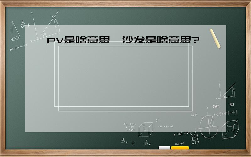 PV是啥意思,沙发是啥意思?