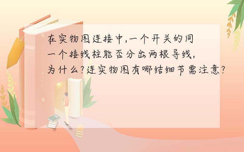 在实物图连接中,一个开关的同一个接线柱能否分出两根导线,为什么?连实物图有哪结细节需注意?