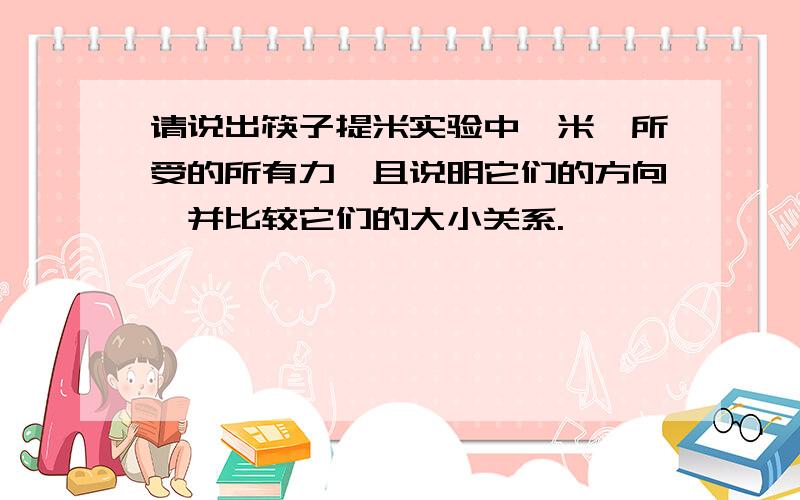 请说出筷子提米实验中【米】所受的所有力,且说明它们的方向,并比较它们的大小关系.