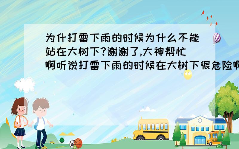 为什打雷下雨的时候为什么不能站在大树下?谢谢了,大神帮忙啊听说打雷下雨的时候在大树下很危险啊