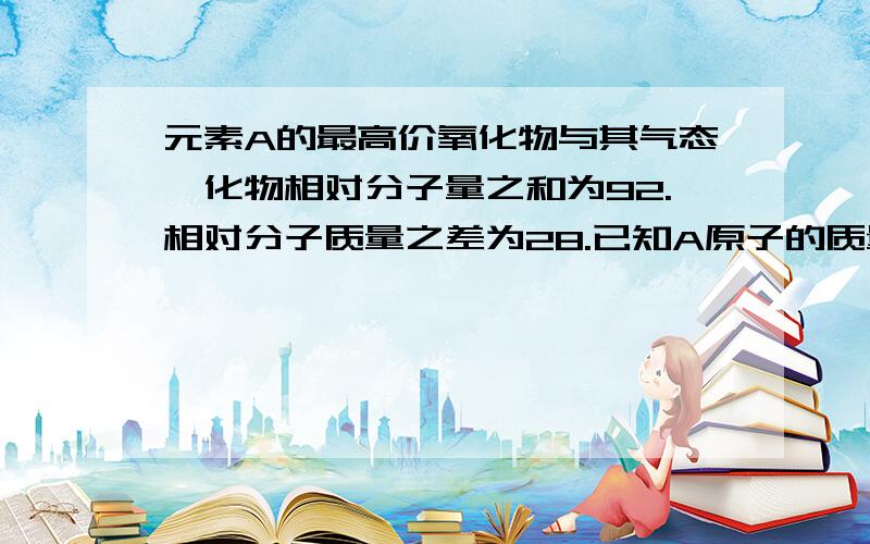 元素A的最高价氧化物与其气态氰化物相对分子量之和为92.相对分子质量之差为28.已知A原子的质量数是其质子数的2倍.是通过计算说明A是那种元素. 答案是Si 谁给个过程