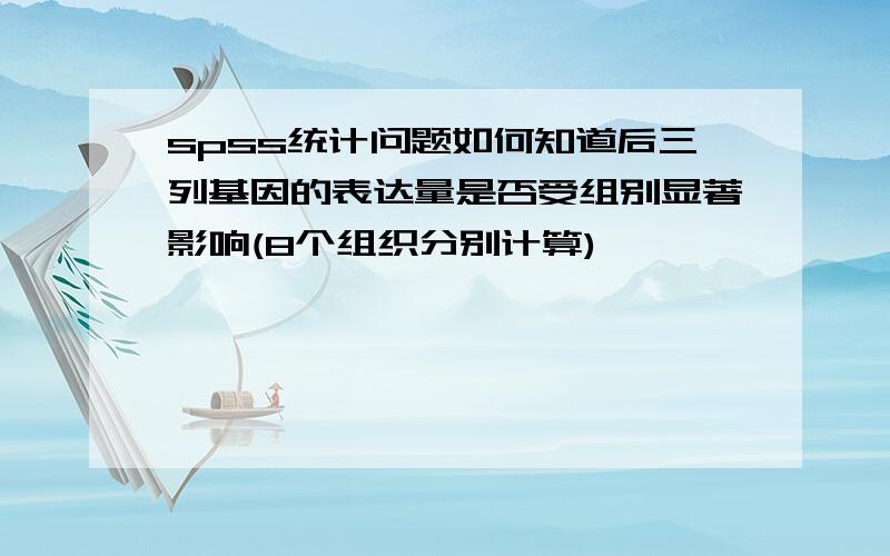 spss统计问题如何知道后三列基因的表达量是否受组别显著影响(8个组织分别计算)