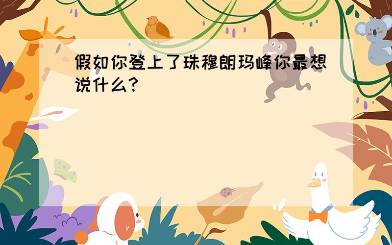 假如你登上了珠穆朗玛峰你最想说什么?