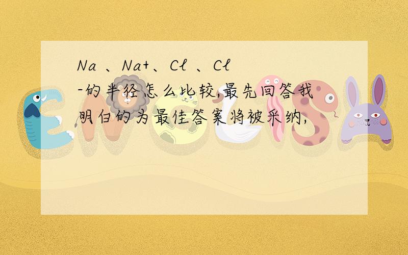 Na 、Na+、Cl 、Cl-的半径怎么比较,最先回答我明白的为最佳答案将被采纳,