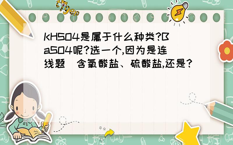 KHSO4是属于什么种类?BaSO4呢?选一个,因为是连线题（含氧酸盐、硫酸盐,还是?）