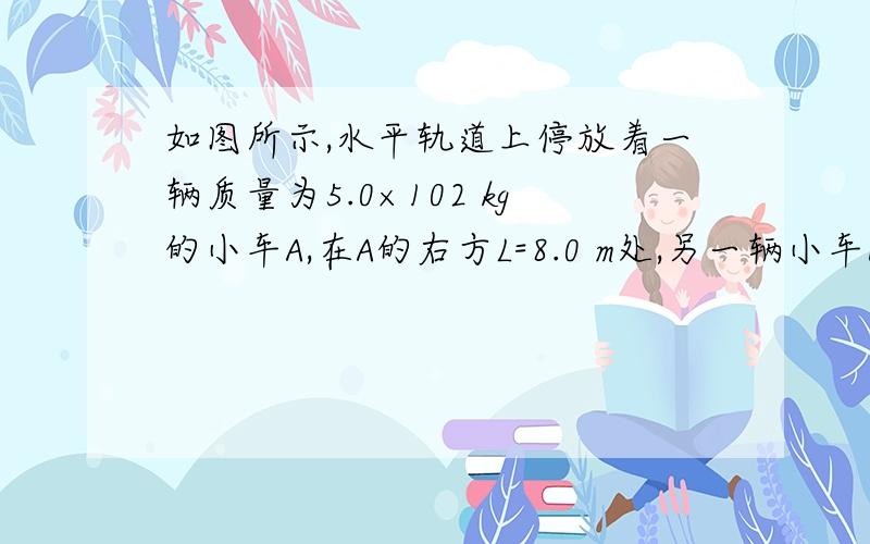 如图所示,水平轨道上停放着一辆质量为5.0×102 kg的小车A,在A的右方L=8.0 m处,另一辆小车B正以速度vB=4.0 m/s的速度向右做匀速直线运动远离A车,为使A车能经过t=10.0 s时间追上B车,立即给A车适当施