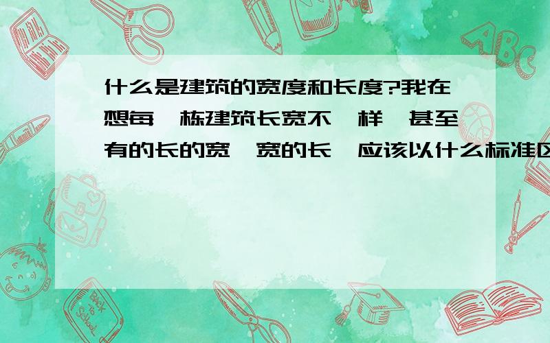 什么是建筑的宽度和长度?我在想每一栋建筑长宽不一样,甚至有的长的宽,宽的长,应该以什么标准区别这两个概念,是以方向为准,还是什么?