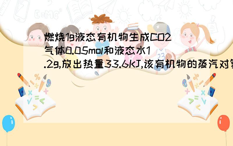 燃烧1g液态有机物生成CO2气体0.05mol和液态水1.2g,放出热量33.6KJ,该有机物的蒸汽对氢气的相对密度为30则有机物燃烧的热化学反应方程式为什么