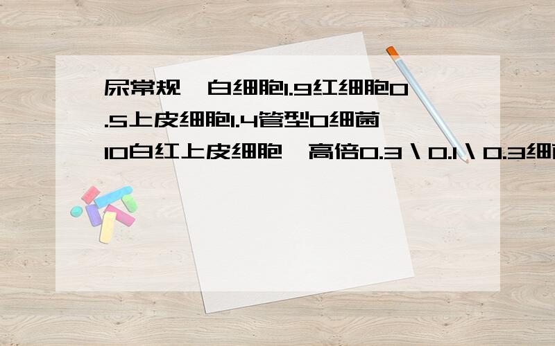 尿常规,白细胞1.9红细胞0.5上皮细胞1.4管型0细菌10白红上皮细胞〔高倍0.3＼0.1＼0.3细菌〔高倍〕0.1结晶0.3尿胆原＋－比重1.025PH值5.00其它都为阴性,是前列腺炎吗?