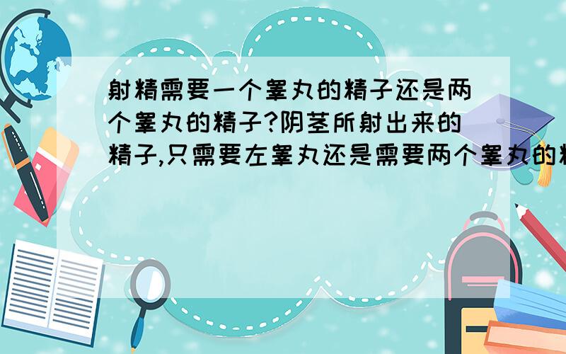 射精需要一个睾丸的精子还是两个睾丸的精子?阴茎所射出来的精子,只需要左睾丸还是需要两个睾丸的精子?我来遗精时,只有损耗左边睾丸的精子,而右边睾丸的精子是出不到来的.请问,这是正