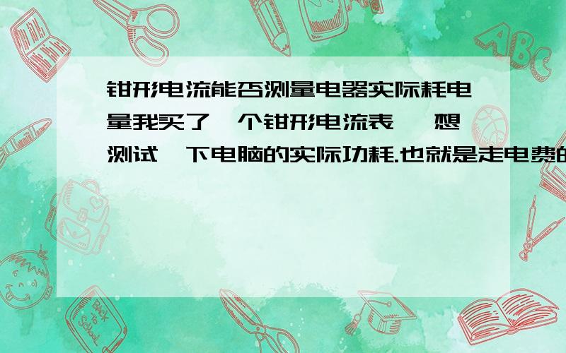 钳形电流能否测量电器实际耗电量我买了一个钳形电流表 ,想测试一下电脑的实际功耗.也就是走电费的功耗,能否实现?怎么操作