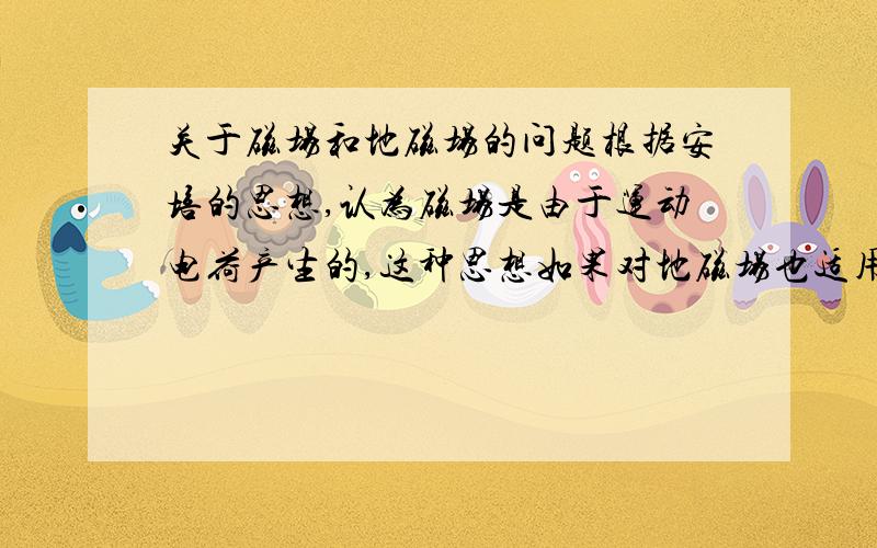 关于磁场和地磁场的问题根据安培的思想,认为磁场是由于运动电荷产生的,这种思想如果对地磁场也适用,而目前在地球上并没有发现相对地球定向移动的电荷,那么由此可断定地球应该A．带